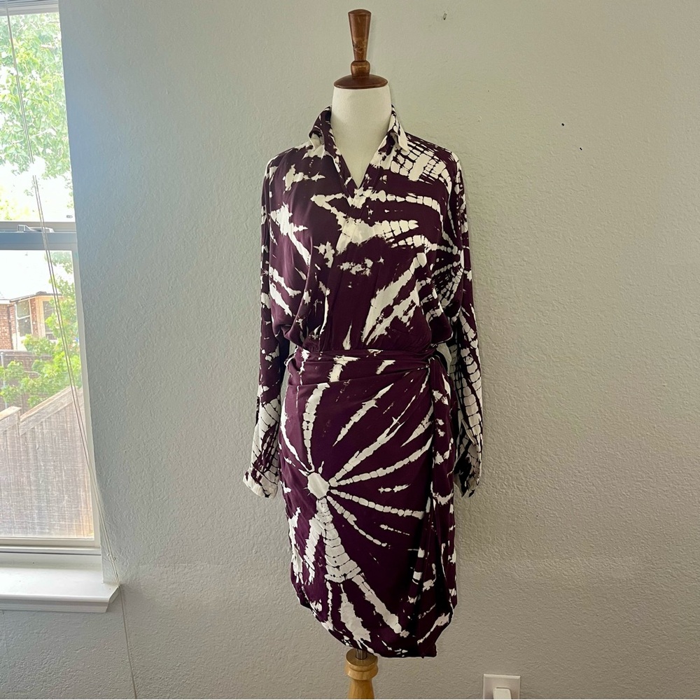 Young Fabulous & Broke Raine Purple White Wrap Dress Size XS
